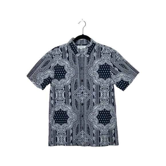 Pacsun blue white paisley print casual shirt size Small - Picture 6 of 8